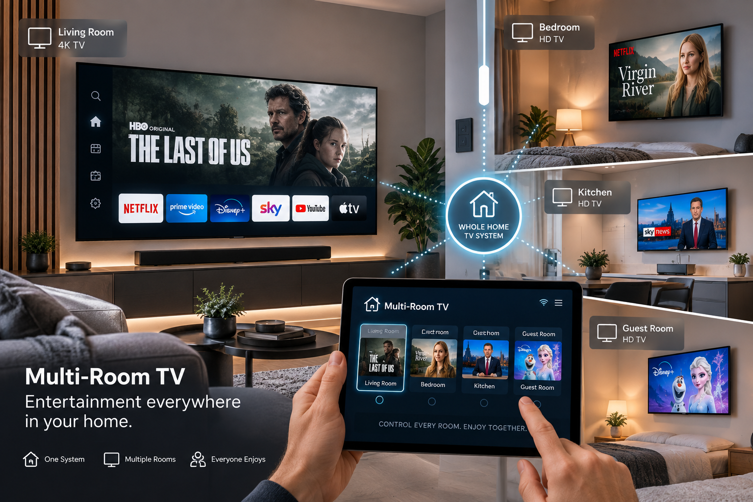 State of the art multi-room TV system